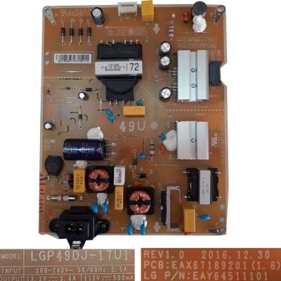 Fuente de Alimentación LG EAX67189201 (1.6) EAY64511101  LGP49DJ-17U1, LG 49UK6400PLF