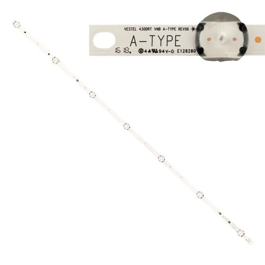 Tira 7 leds Telefunken TE43282S25T2K VESTEL 4300RT VNB A-TYPE REV06 swap de desomontaje
