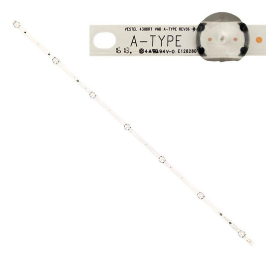 Tira 7 leds Telefunken TE43282S25T2K VESTEL 4300RT VNB A-TYPE REV06 swap de desomontaje