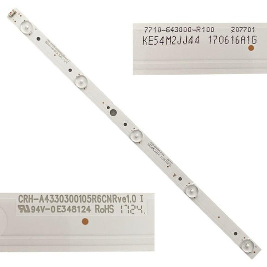 Tira 5 Leds LG 43UJ620V CRH-A4330300105R6CNRve1.0 KE54M2JJ44 7710-643000-R100 swap de desmontaje